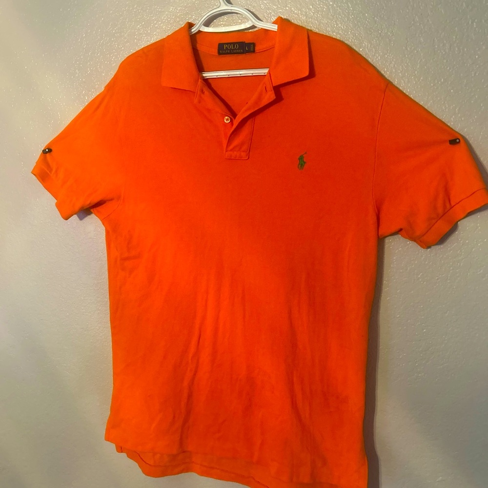 (Custom Slim Fit Spa Terry Polo Shirt) size L orange